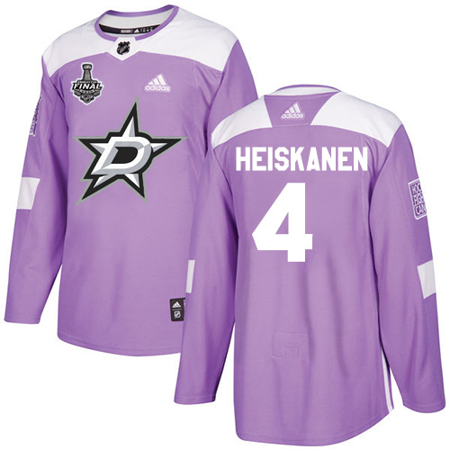 Men Adidas Dallas Stars #4 Miro Heiskanen Purple Authentic Fights Cancer 2020 Stanley Cup Final Stitched NHL Jersey